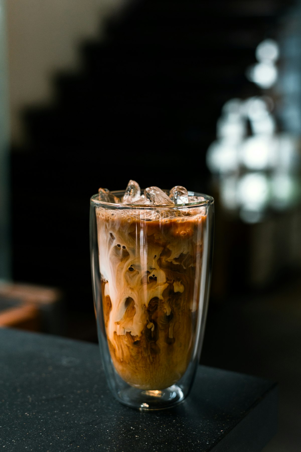 Sleep-themed photo for iced coffee at night same caffeine same problem