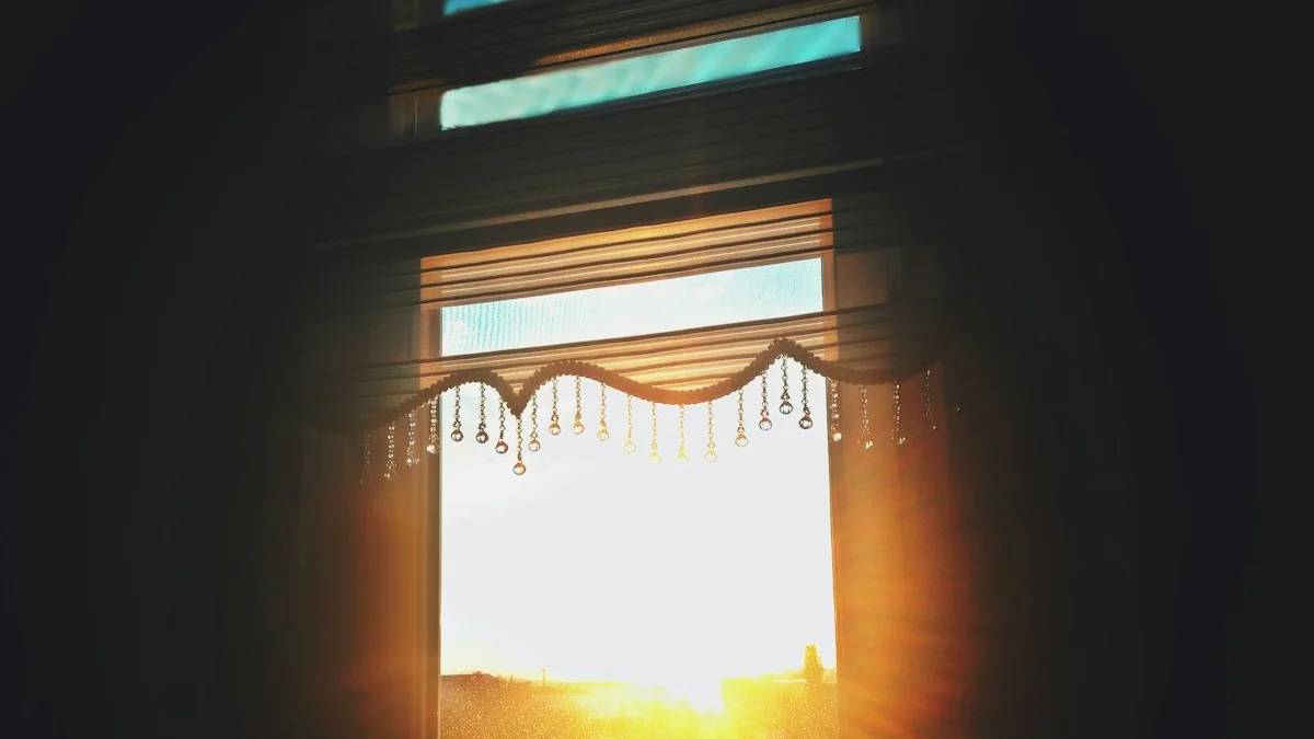 open blinds of window against sun rays — a Sleep, Finally guide to Why Morning Sunlight Resets Your Body Clock