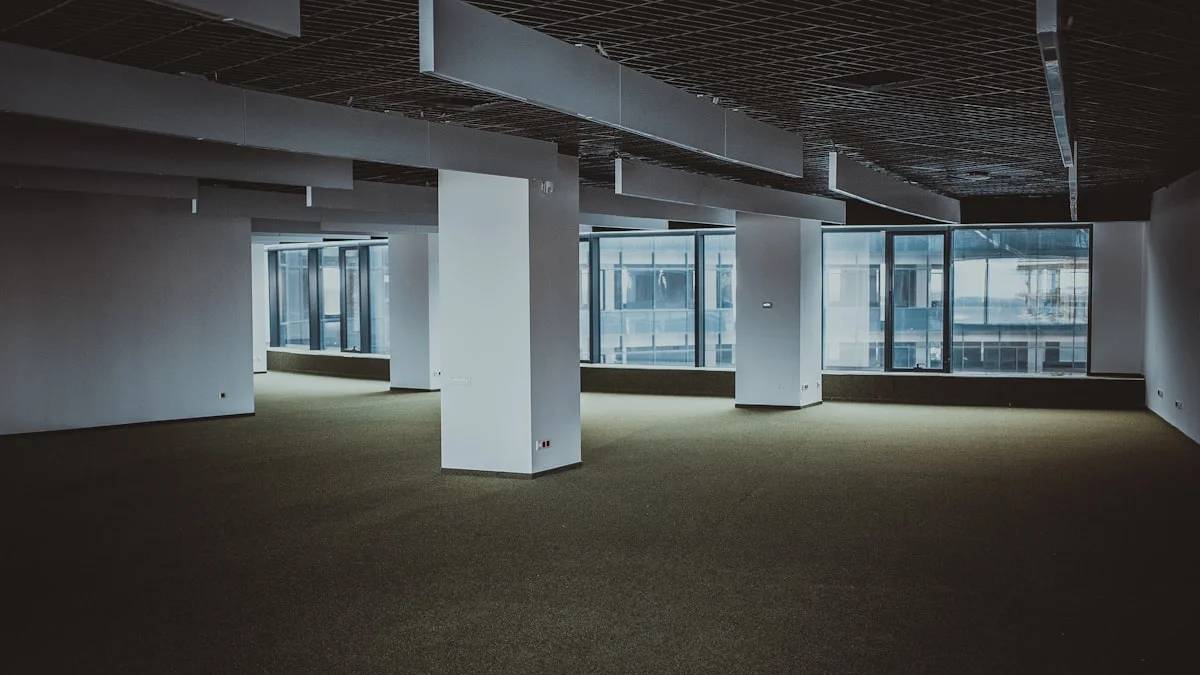 empty brown and white building — a Sleep, Finally guide to Why Office Lights Don't Count as Morning Light for Sleep