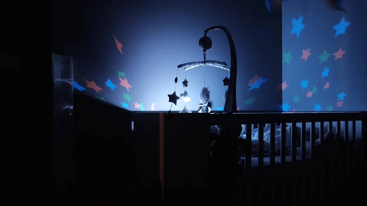 baby's black wooden crib with LED crib mobile — a Sleep, Finally guide to Why Your Brain Treats Feeds Like a Second Shift